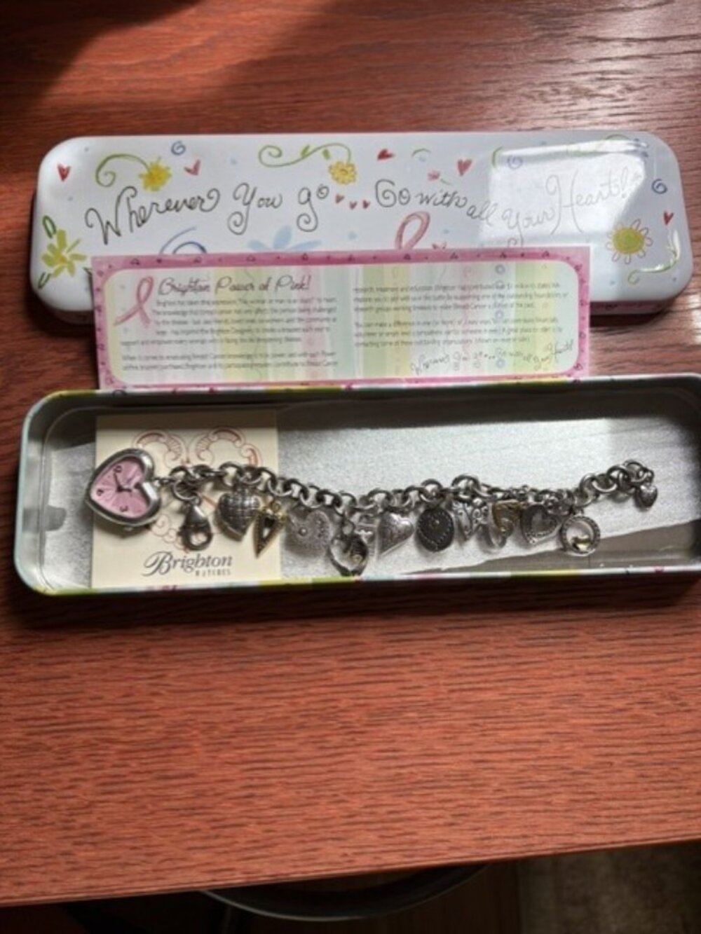 Brighton Power of Pink charm bracelet with pink heart watch